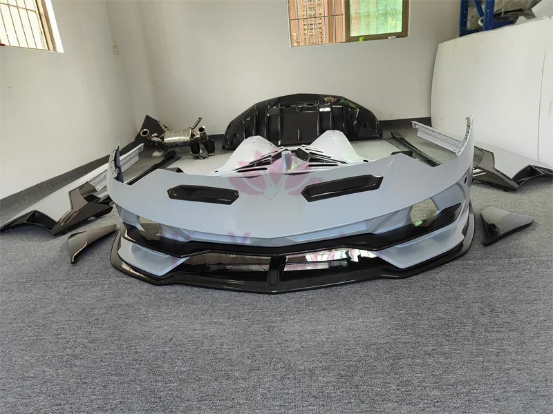 SVJ estilo semi seco fibra de carbono parachoques delantero y trasero faldones laterales alerón trasero cubierta trasera para Lamborghini LP700 720 750 kit de carrocería