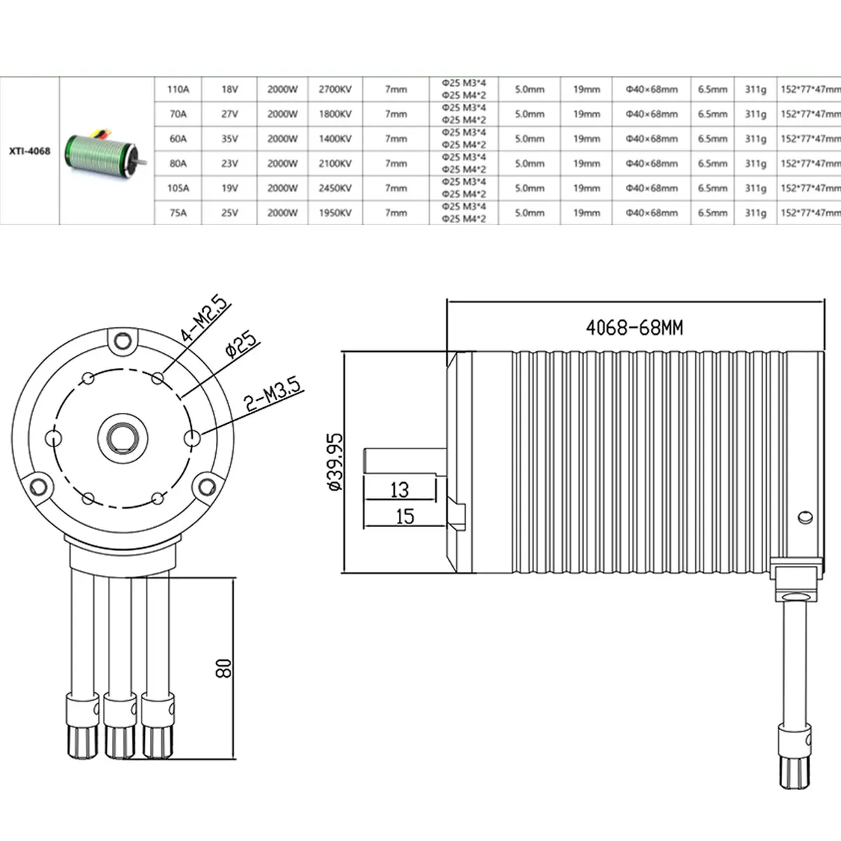 X-Team 4068 Eixo de motor sem escova à prova d'água 5.0mm para 1/8 Traxxas WLtoys RC Baja Trial Buggy Drift Racing Off-Road Monster Cars