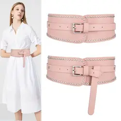 AAA158 New Design Innovative Red Wide Belt Women Dress Shirt Waisted Decorative Pink Purple Belted Waist Seal Fashion All match