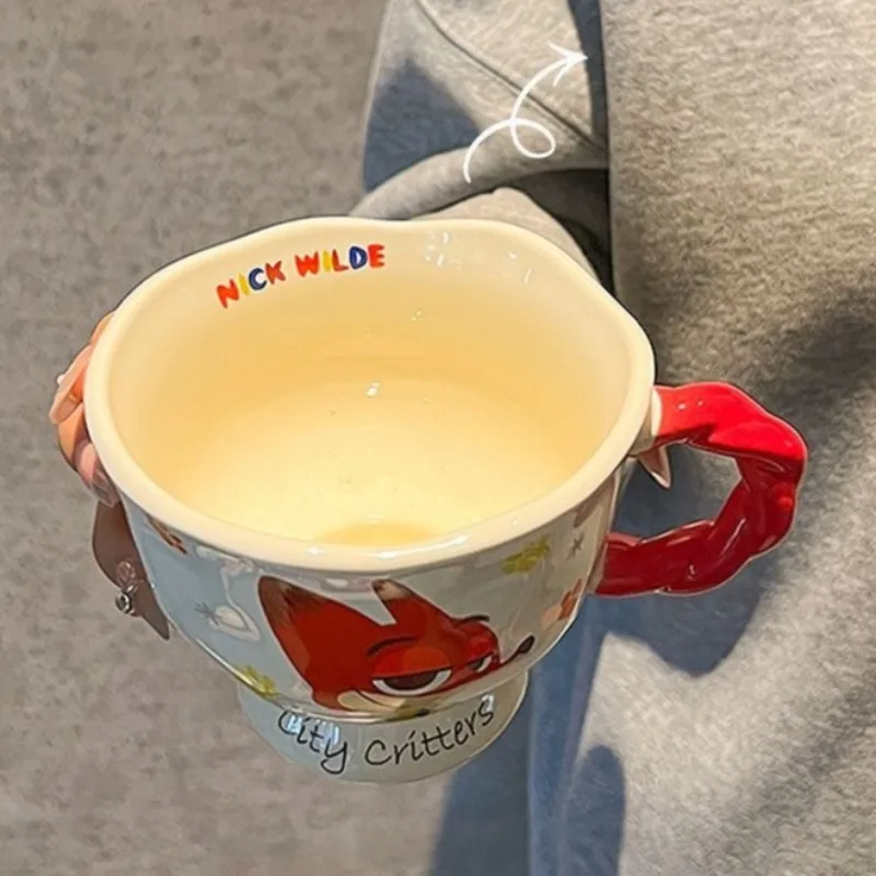 ديزني 360 مللي جوديث نيك القدح 2025 جديد أنيمي Clawharuser نمط المطبوعة اكسسوارات فنجان القهوة زوجين الكرتون كوب ماء هدية