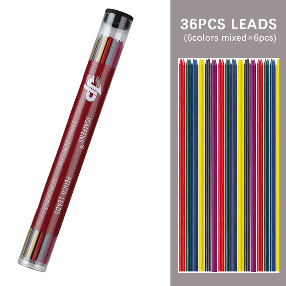 36 Teile/schachtel Neue Kreative Länge 12 cm Mechanische Bleistift Mine 2,0 MM 6 Farben 2B Austauschbare Mine Zeichnung Schreiben zubehör Liefert – Detail 8