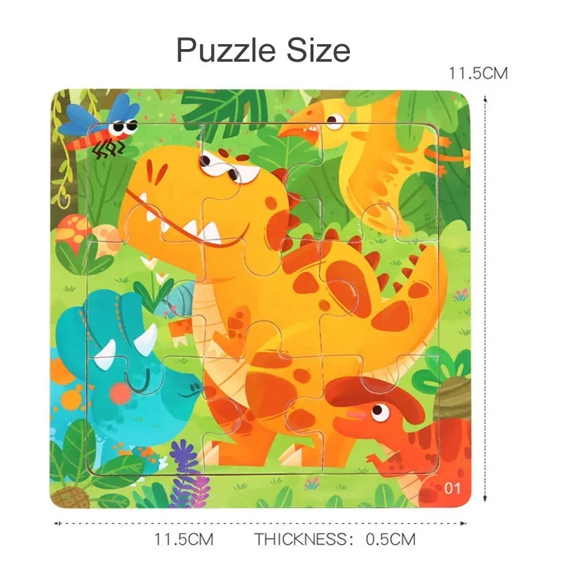 Wooden Puzzles 2 Years Montessori Kids Cartoon Animal Jigsaw Early Learning Cognition Game Puzzle Toys For Baby Children