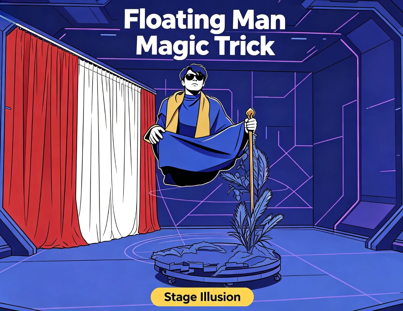 Floating Man Human Levitation Magic Trick Levitating Chair Illusion Gimmick Prop Stage Street Close Up Magic Magician