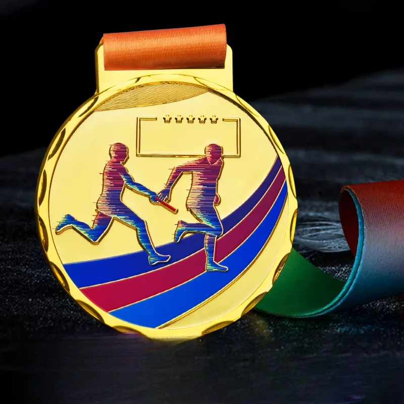 

Relay race medal metal track and field sports event competition gold medal athletics competition souvenir