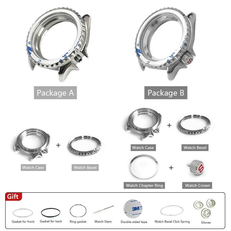 SKX007 SRPD Корпус часов на заказ Подходит для NH35 NH36A Механизм из нержавеющей стали Блестящие детали Сменный ободок часов Корона Кольцо с головкой