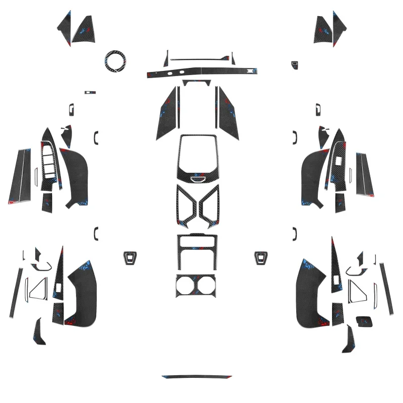 For BMW 5-Series i5 G60 G68 2023-2026 LHD RHD Real Soft Carbon Fiber Interior Door Handle Combo Kit Frame Cover Trim Decoration