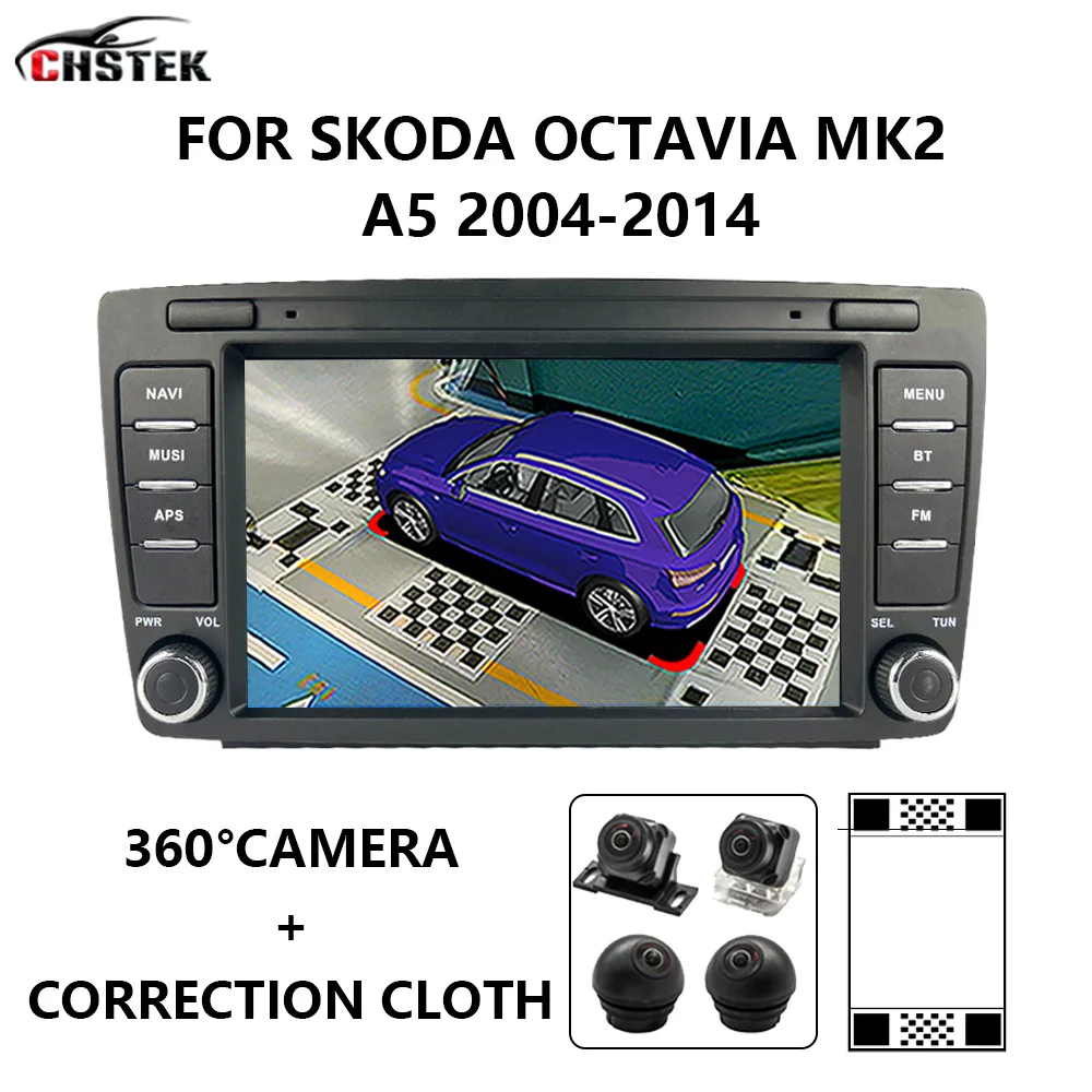 

CHSTEK Car Radio Android 12 Multimedia DVD Player 360° Camera Carplay WIFI Qualcomm for Skoda Octavia Mk2 A5 2004-2014 Upgrade