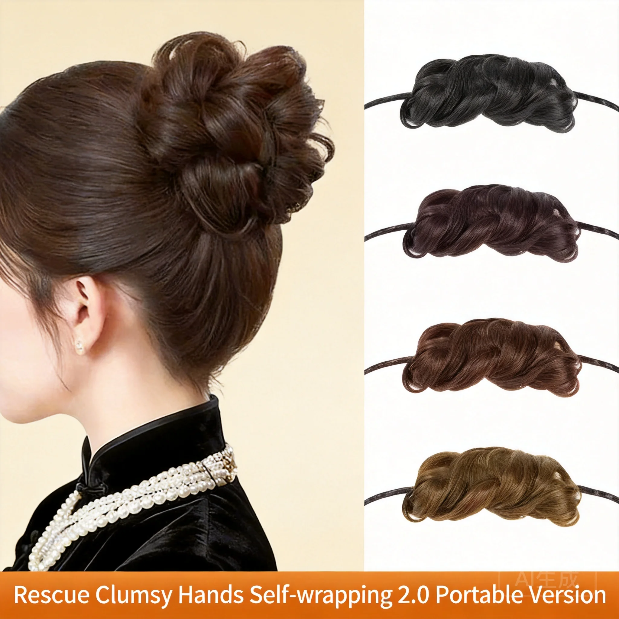 中国風ふわふわセルフラッピング20合成毛ヘアバンシニヨンメーカー自然なボリュームアップヘアピース女性用チャイナドレス用