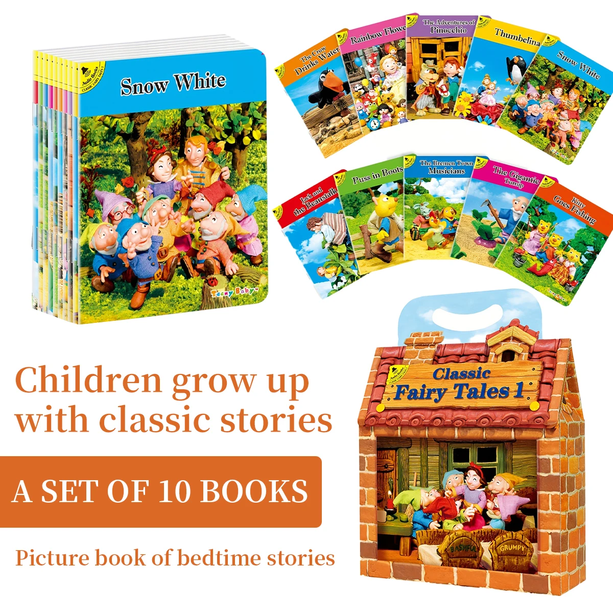 A Set Of 10 Classic Fairy Tale Books Libros Colorful Animation Stories Early Kids Preschool Education Audio Books To Help Read