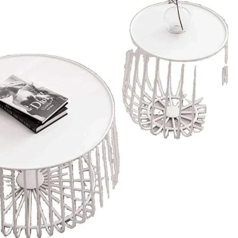 Nordic creative wrought iron living room balcony tea table human cat shared coffee table small