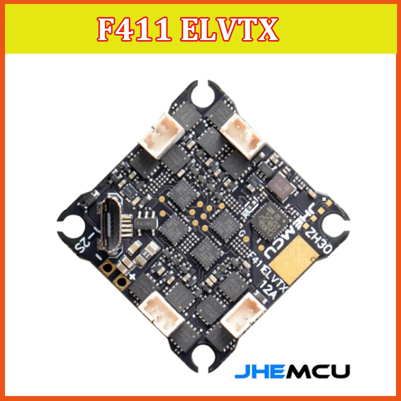 

JHEMCU F411ELVTX F411 Flight Controller BLHELIS 12A 4in1 ESC 5.8G 400mW VTX ELRS 2.4G RX AIO 25.5X25.5mm 1-2S for FPV Drones