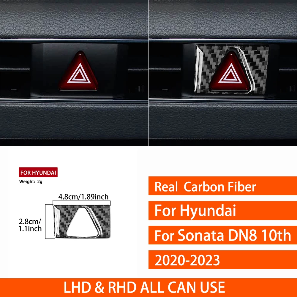 Für Hyundai Sonata 2020-2023 Echtcarbon-Aufkleber Doppelt Blinkende Warnleuchte Schalterblende Autozubehör Dekorativ