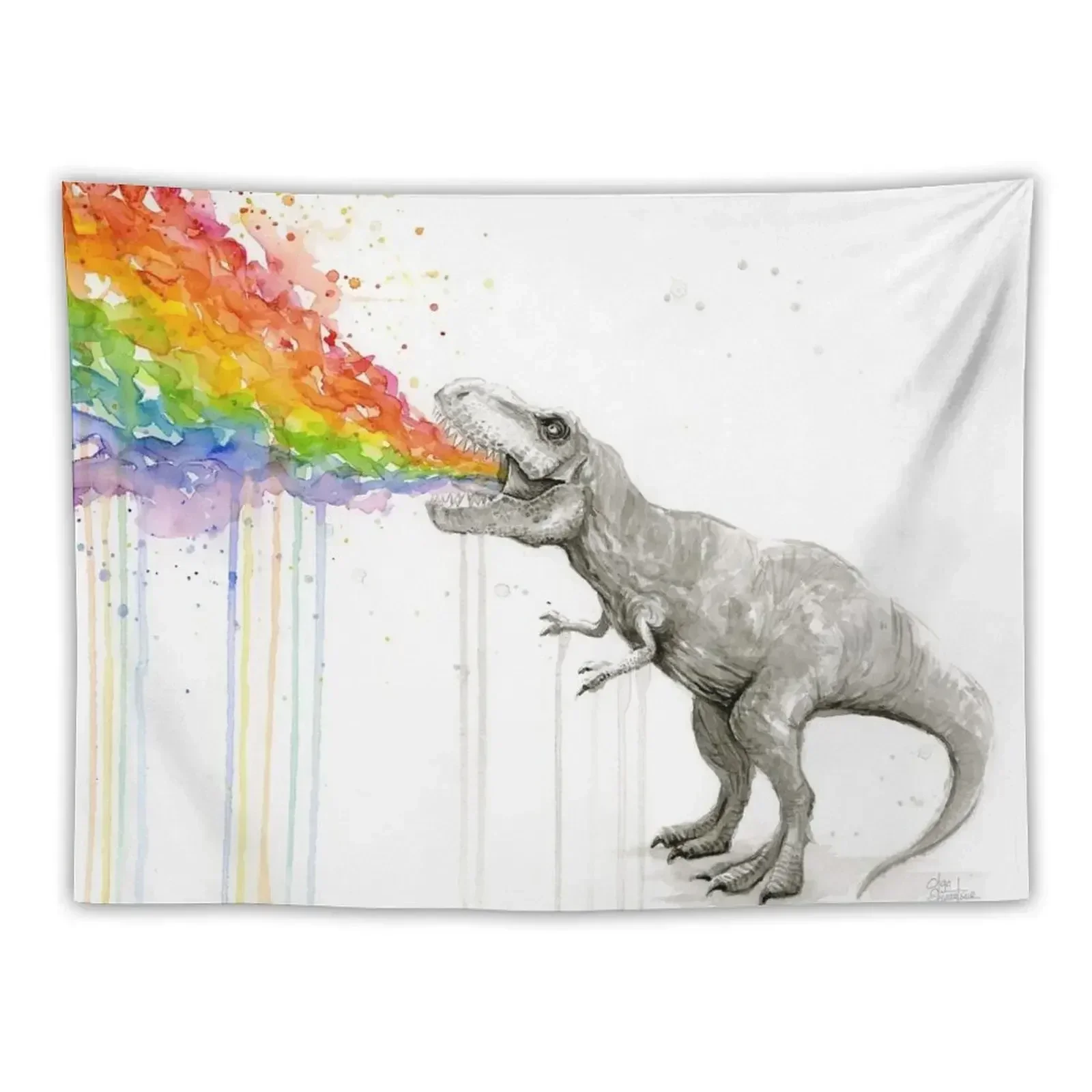 

T-Rex Rainbow Puke Tapestry Bedroom Decor Aesthetic Decoration For Home Wall Coverings Home Decoration Tapestry