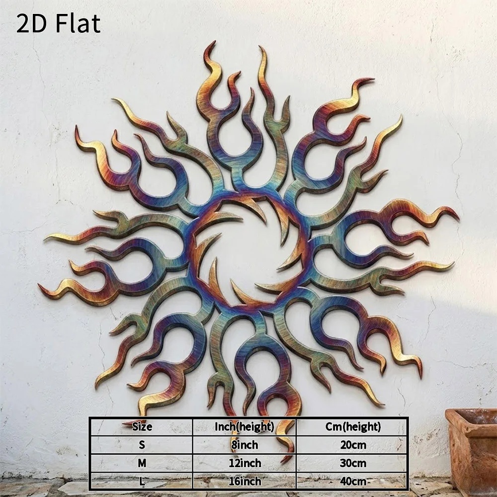CIFBUY Iron Wall Art Sun Flame Metal Decor Waterproof Garden Patio Gift Minimalist Rustic Accent Interior