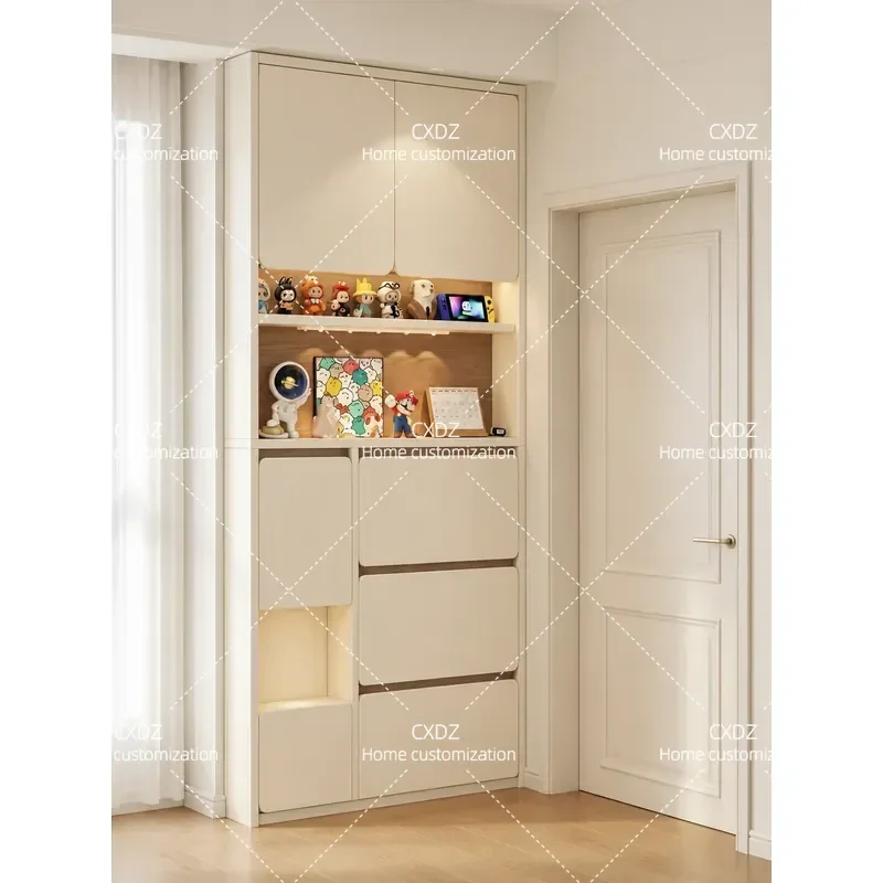 Narrow 20cm Deep Tipping Bucket Shoe Rack Cabinet Space Saving Dustproof Storage Organizer for Small Household Entryway