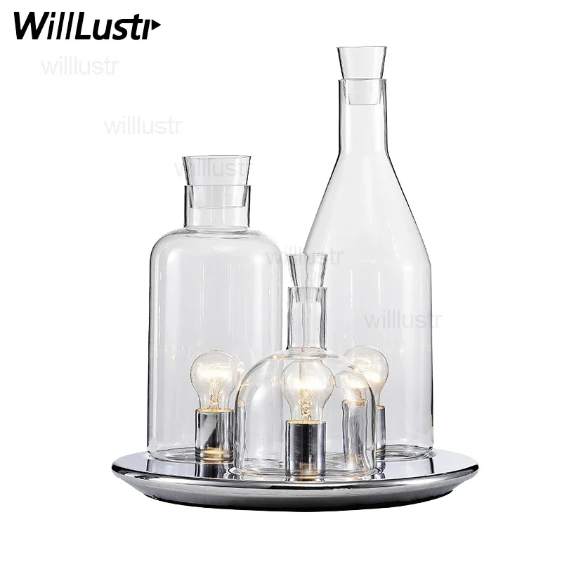 123 three bottles table lamp Replica ITRE Guido Rosati Bacco design fashion clear milk white glass lamp bedside sofa side hotel