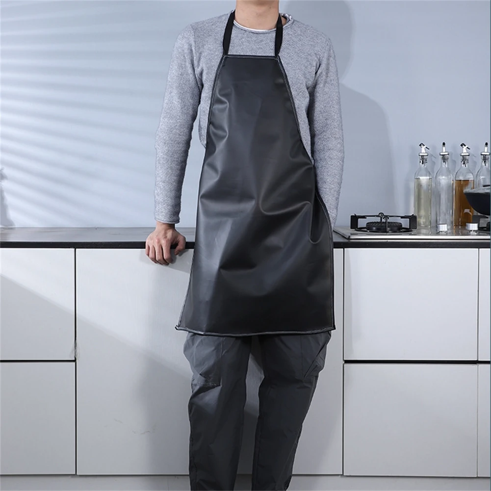 

Waterproof Oilproof Apron Men Women Work Apron PVC Black Hotel Aquatic Butchery Food Chef Apron For Kitchen Work Cleaner