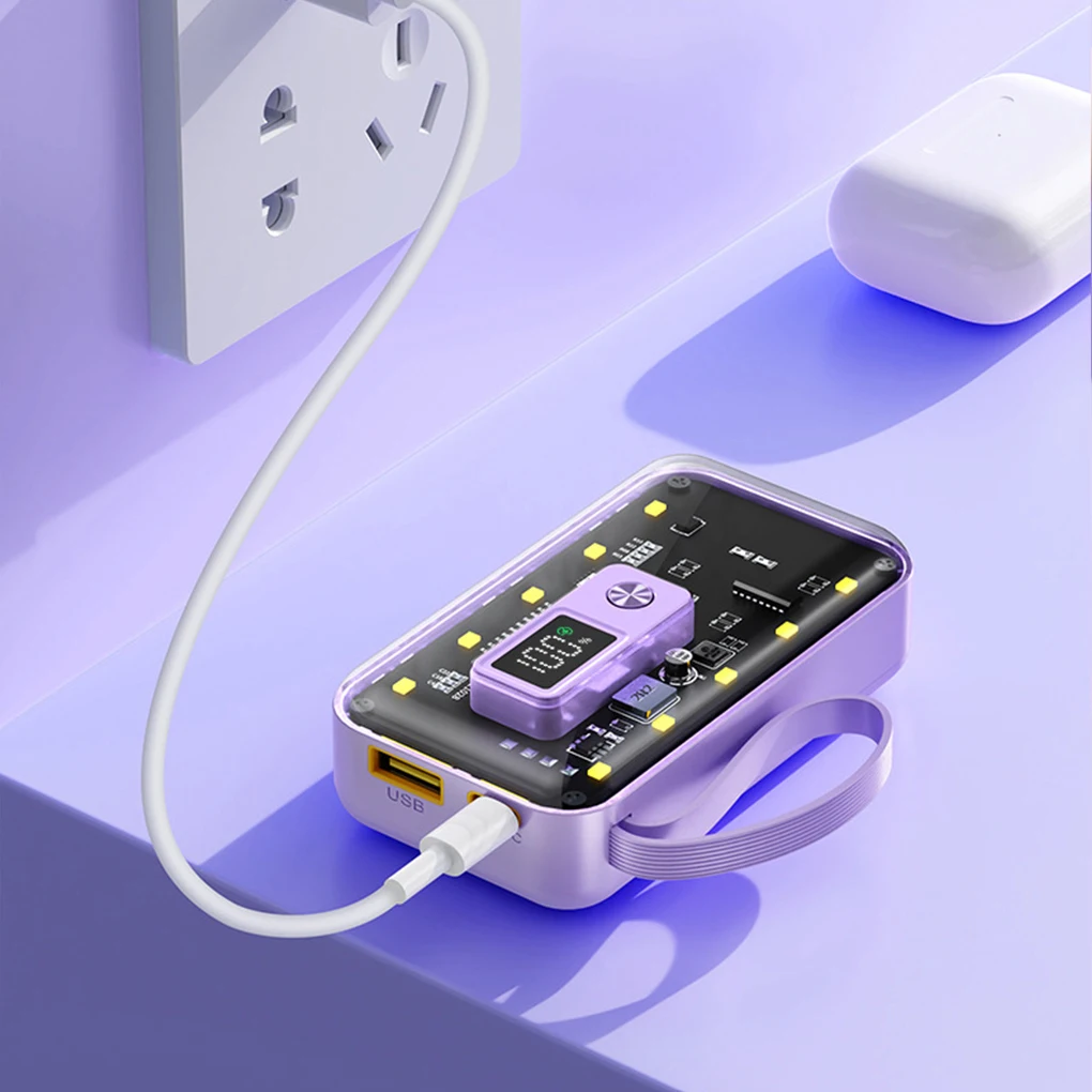 217000 Battery Charger Case DIY Transparent Power Bank Shell PD 22.5W Fast Charging Polymer Power Housing Without battery
