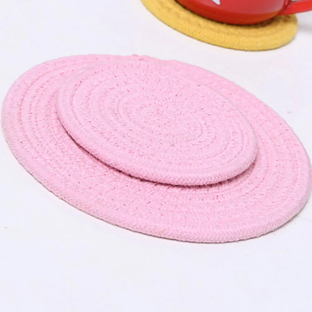 

1Pc Cotton Thread Simple Round Non- Placemat Hot Insulation Pad Xl Size for Table and Decoration