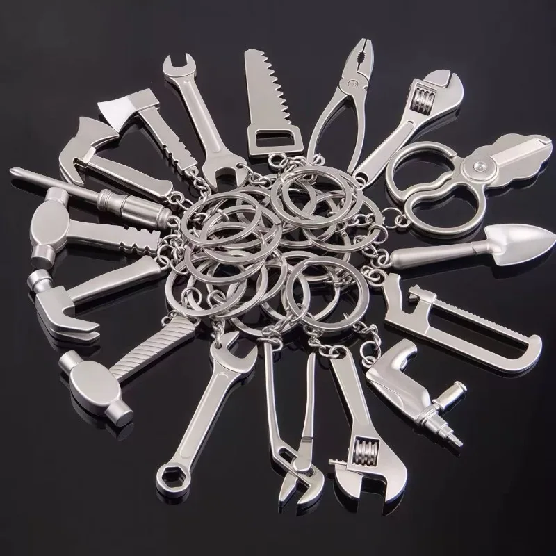 20-Piece Set Mini Wrench Keyring Simulation Tool Key Chain Metal Creative Car Moto Bag Pendant Assorted Designs Men Special Gift