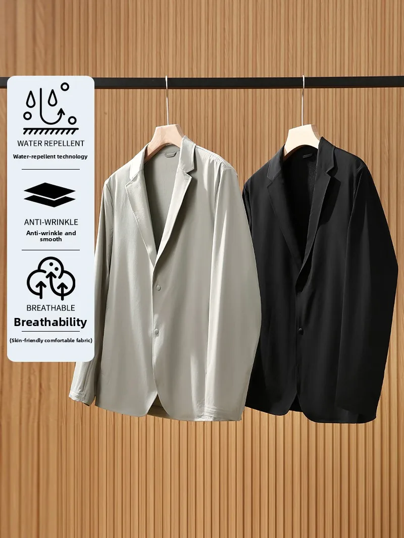 Breathable High-End Texture Spring Men's Suit Casual Single-breasted Jacket Comfortable Elastic Simple Commute Fashion Urban