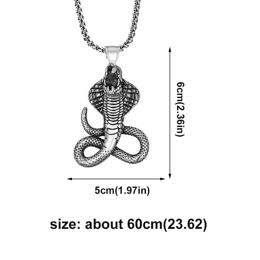 1pc Punk Style Steel Warrior Necklace Fashion Personalized Cross Flame Stainless Steel Snake Shaped Hip-hop Cool Pendant Jewelry
