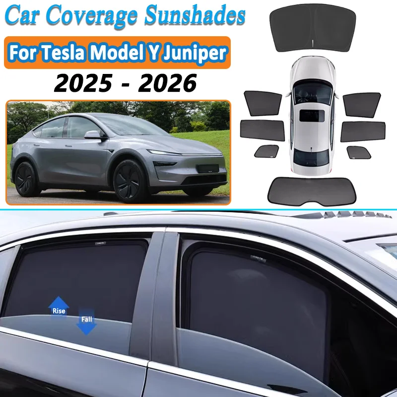 Car Mesh Windows Sunshade For Tesla Model Y Juniper Accessories 2025 2026 UV Protection Sunscreen Window Anti-direct Accessories