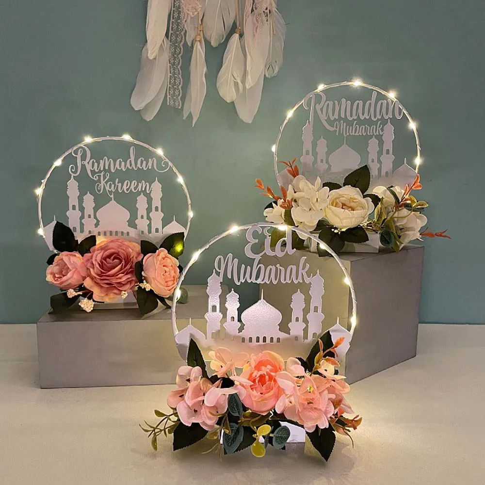 

Ramadan Decorations Islamic Muslim Festival Party Holiday DIY Decor Hanging Garland Glitter Metal Hoop Eid Mubarak Ornament