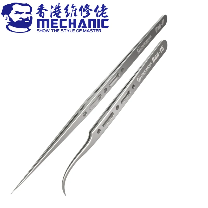 MECHANIC Gan Series Anti-magnetic Stainless Steel High Hardness Tip Precision Tweezers Electronic Component Chips Repair Tool