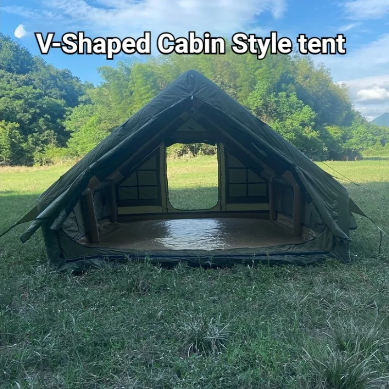 Tenda Camping Keluarga yang Luas, Tenda Luar Ruangan yang Dipertebal, Tahan Hujan, Tenda Tiup untuk Menginap, Pelindung Matahari, Tahan Angin, Perlengkapan Camping