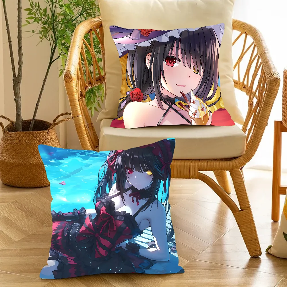 Anime T-Tokisaki K-Kurumi Cushion Cover Square Double-Sided Printing Sofa Cushion Cover Pillowcase Bedroom Bedside