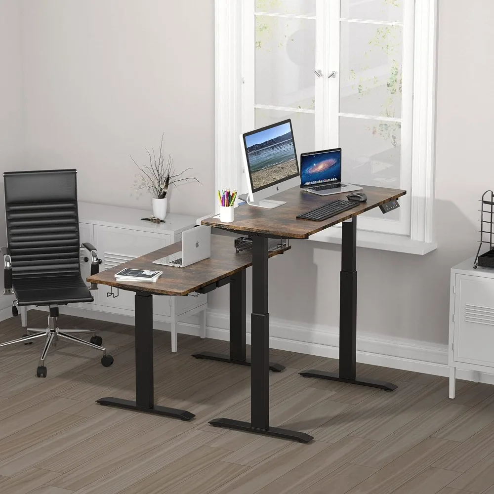 Electric Height Adjustable Desk with Memory Preset, 40 x 24 Inches, Rustic Brown