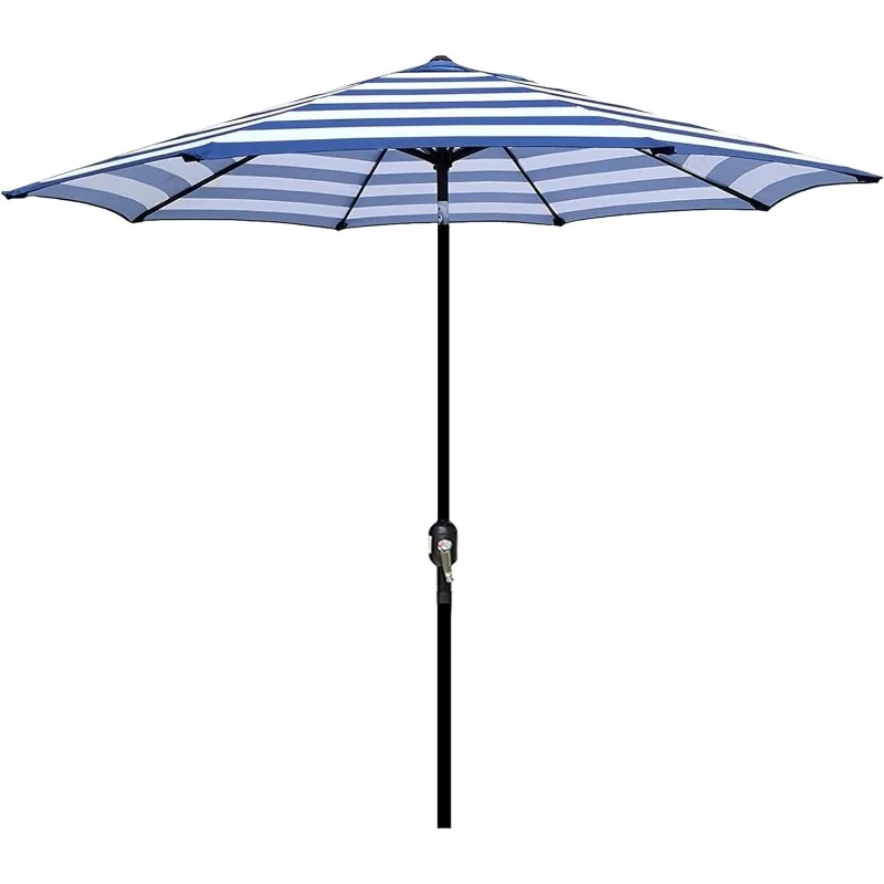 9 'zewnętrzny parasol na Patio, stolik na zewnątrz parasol, parasol stoczni, parasol targowy z 8 solidnymi żebrami, odchyleniem przycisku i korbą