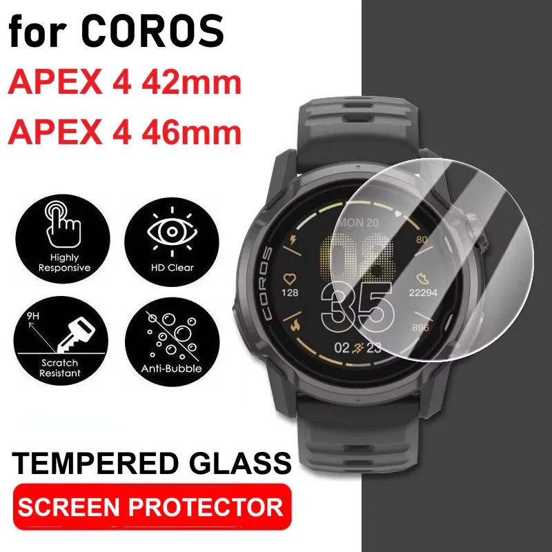 5PCS Smart Watch Screen Protector for COROS APEX 4 42mm / APEX 4 46mm Tempered Glass Scratch-Proof Protective Film