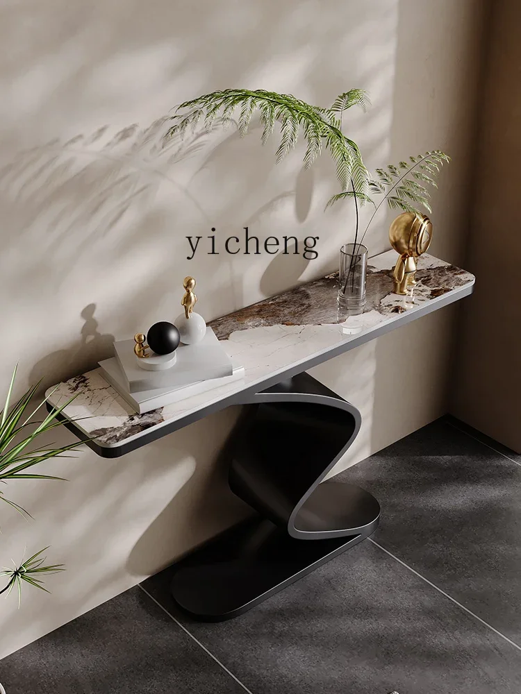 

ZZ Light Luxury Console Tables Modern Minimalist Paint Narrow Side Table Hotel Lobby Wall a Long Narrow Table