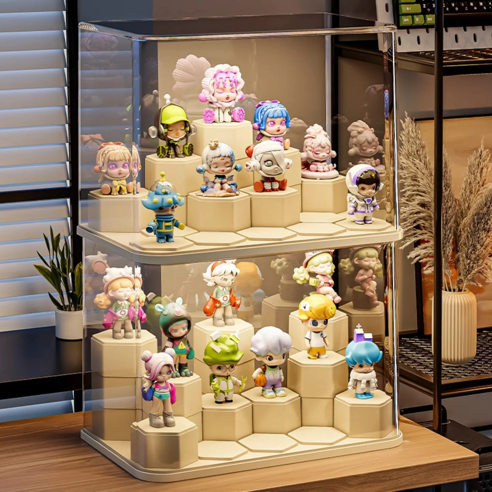 2025 Blind Box Display Stand, Block Toy Display Organizer, Modular DIY Transparent Dustproof Acrylic Block Display Cabinet