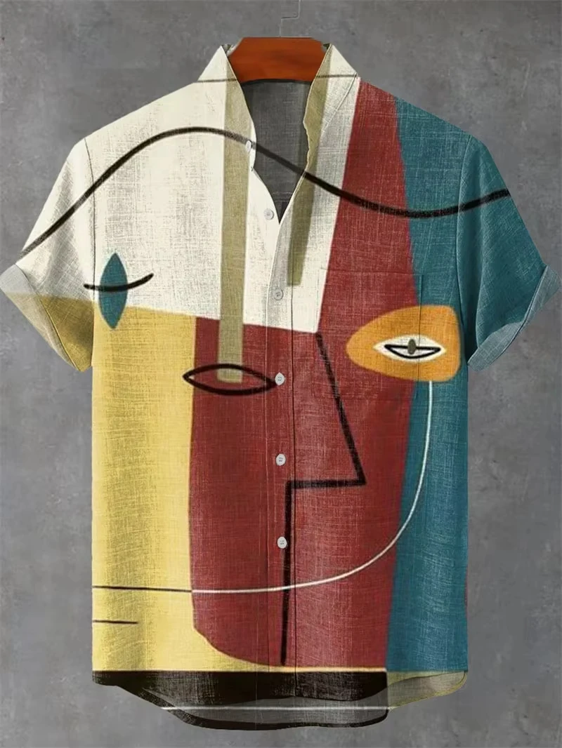 

​ ​ 2025 Мужская полосатая рубашка на пуговицах с коротким рукавом, дышащая, комфортная, повседневная, классическая, готовая к отпускной ​