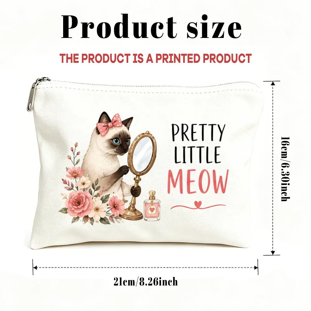 1pc Makeup Bag Cosmetic and Toiletry Pouch Gift for Women Pretty Little Meow Mom Daughters Friends Christmas Hallowmas Gift