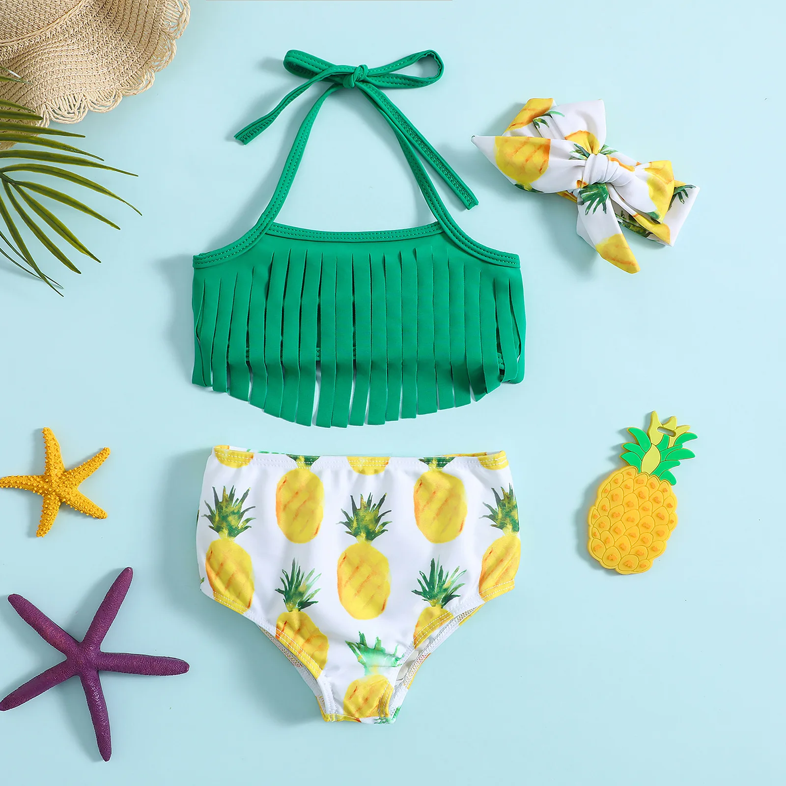 New Arrival Lovely Pineapple Baby Girl Swimsuit/Girl Three Pieces Swimwear 3495