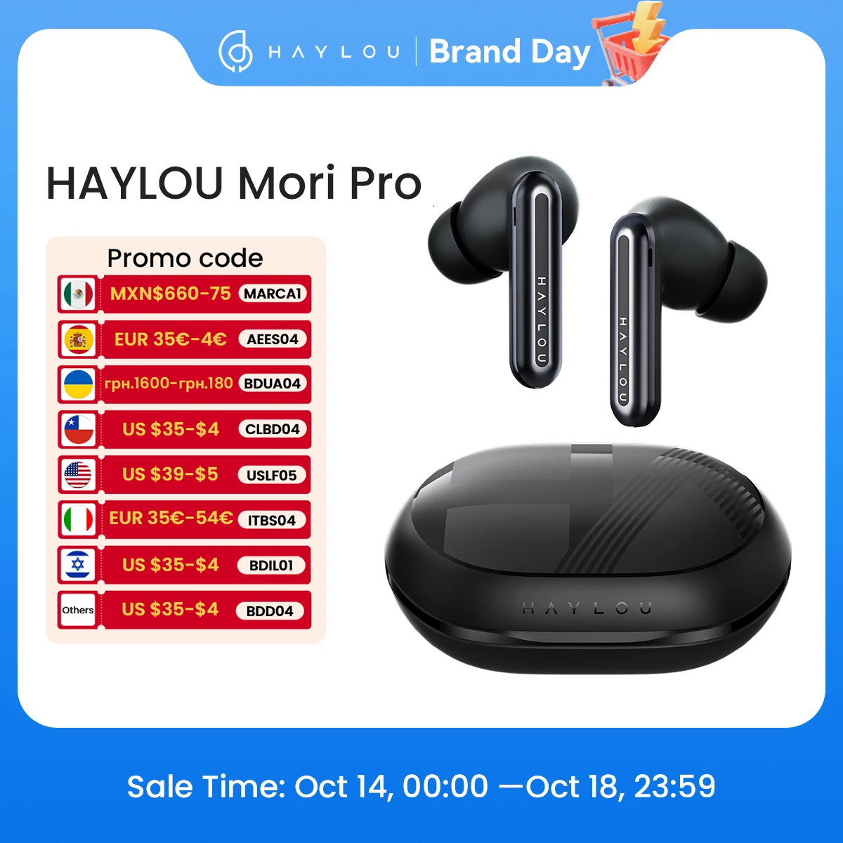 

HAYLOU Mori Pro Bluetooth 5.4 Earphones -43dB ANC Active Noise Cancellation Earbuds 6 Mic Wireless Headphones 35H Battery Life