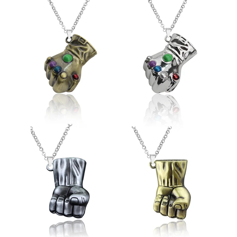 Thanos Infinity Stones Gloves Pendant Necklace Jewelry Cosplay Costume Accessories Infinity Gauntlet Necklaces Gift