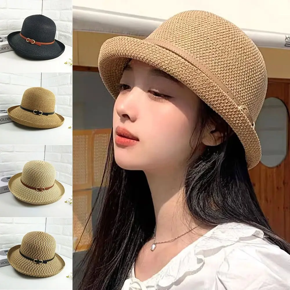 

Cute Woven Straw Hat Revealing Face Small Breathable Beach Hat Sun Protection Sun Shading Hat Outdoor