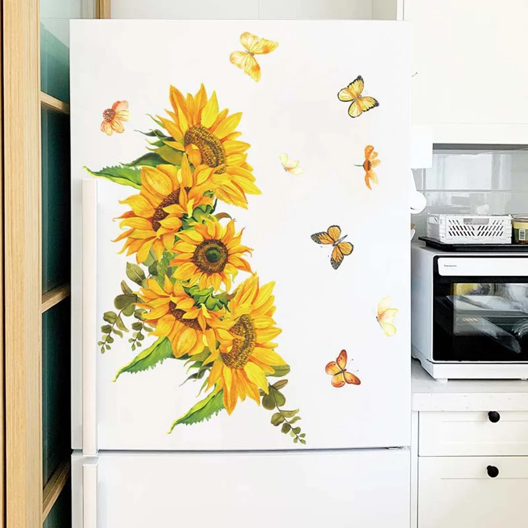 1 Set Of Wall Stickers 30*60cm Sunflower Butterfly Plant Home Living Room Bedroom Decoration  Wall Sticker In Stock