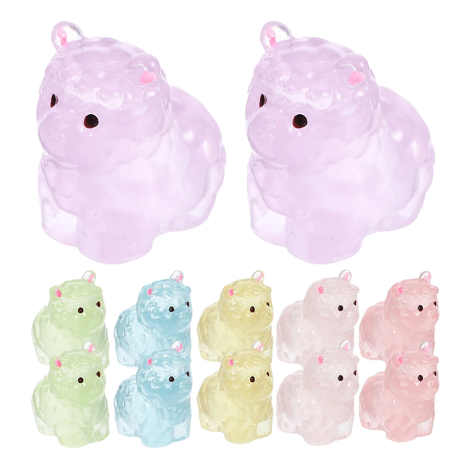 12개 야광 알파카 피규어 발광 레진 미니 동물 장식품 미니어처 정원 홈 데코 레진 미니어처