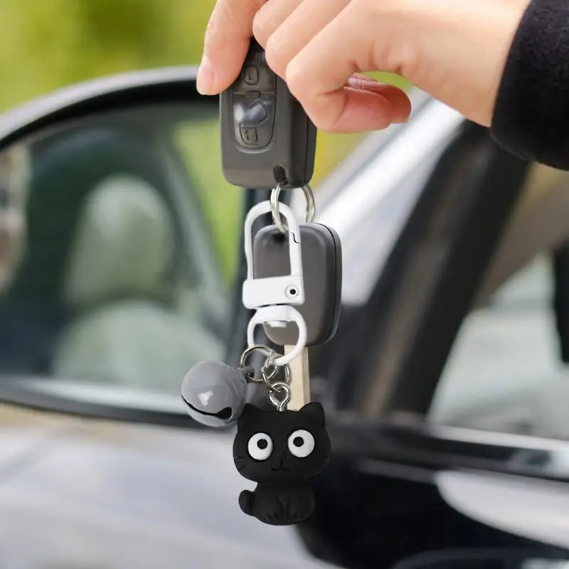Cat Key Rings for Car Keys Black/White Cat Keychain Charm Keyring Pendant Eye-Catching Versatile Bag Pendants for School Bags