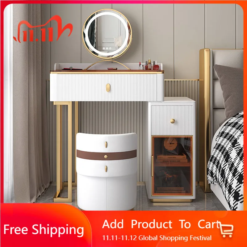 

Белый современный туалетный столик, кремовый минималистичный туалетный столик для хранения, органайзер для макияжа, Penteadeira, постмодернистская мебель