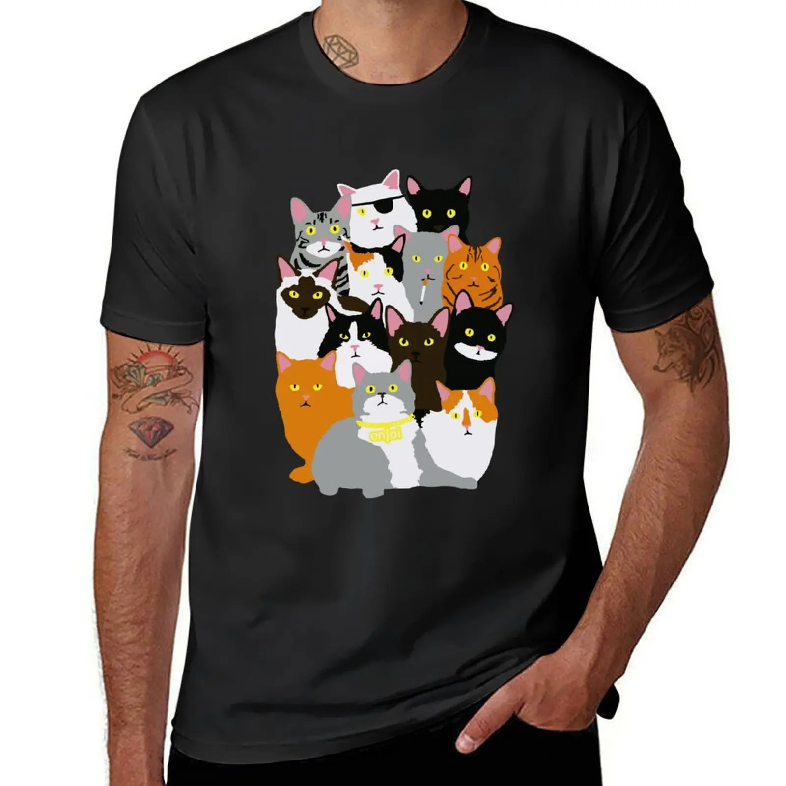 Smoking Enjoi Cat T-Shirt customs boys whites plain heavyweights mens t shirts casual stylish