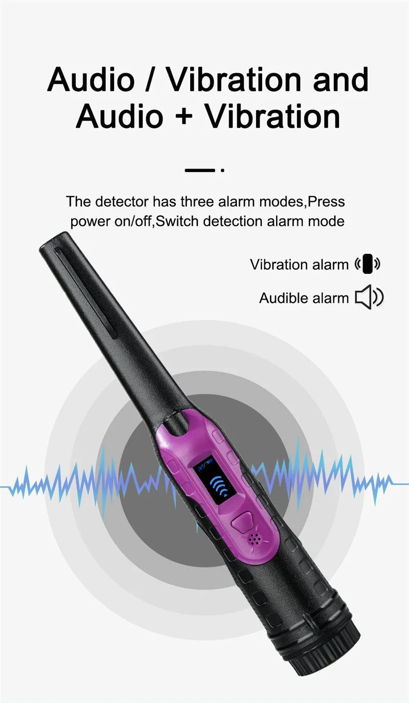 Metal Detector Pinpointer Waterproof Handheld Pin Pointer Wand 3 Modes Search Treasure Pinpointing Finder Probe with LCD