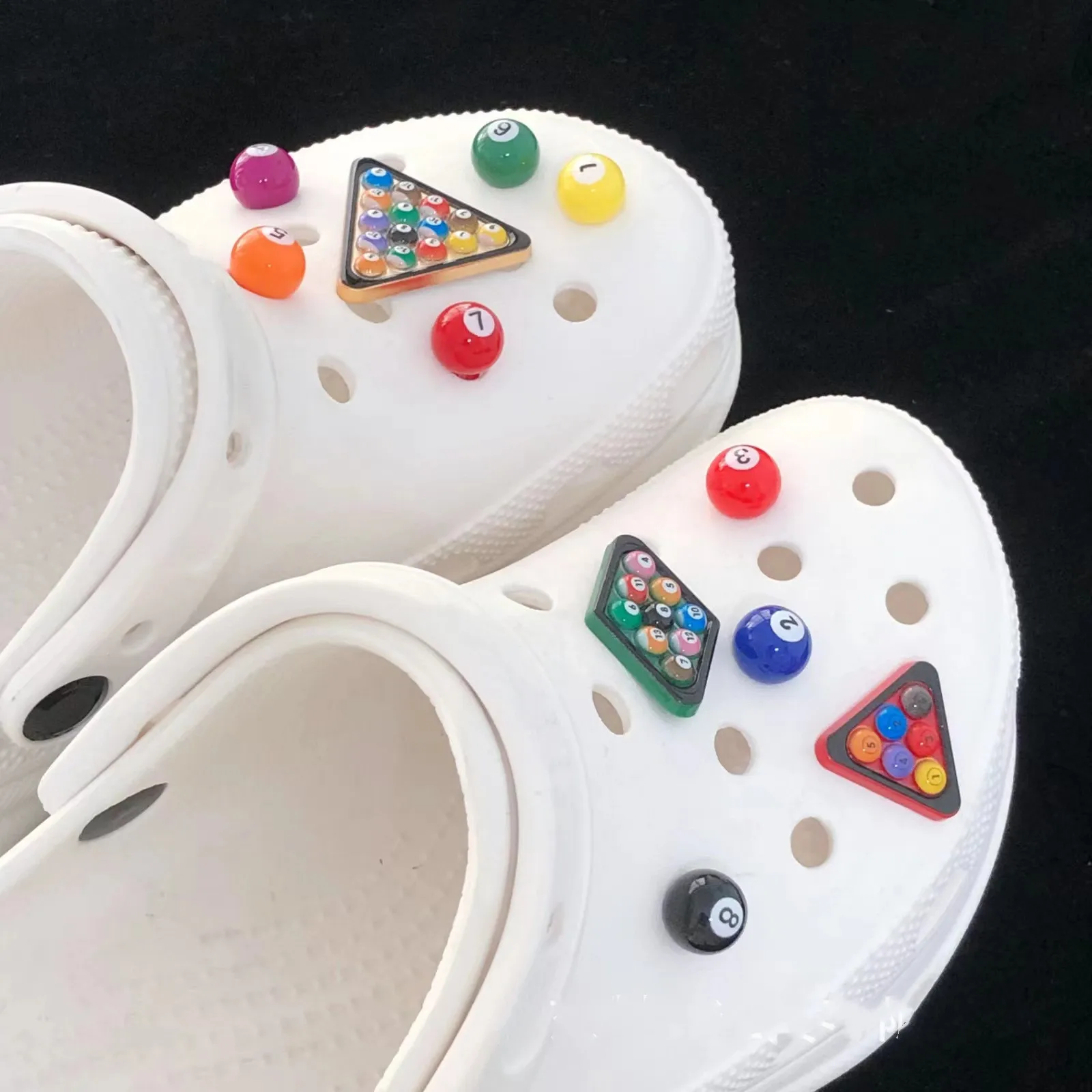 New Fun Style Simulation Billiards Hole Shoe Charms Decorations Cute Cartoon Set Shoes Buckle DIY 3D Hole Shoe Accessories