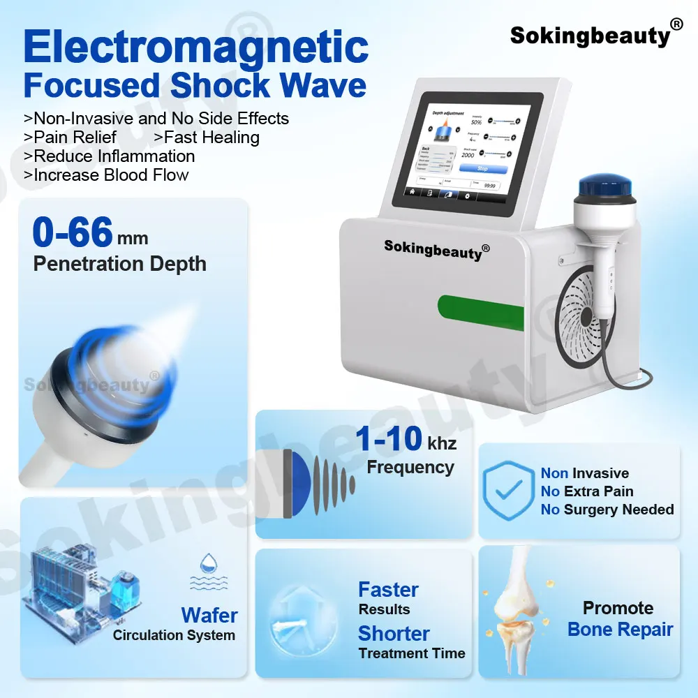 Non Invasive Focused Shock Wave Machine With Penetration Depth 0 to 66mm for Enhanced  Circulation